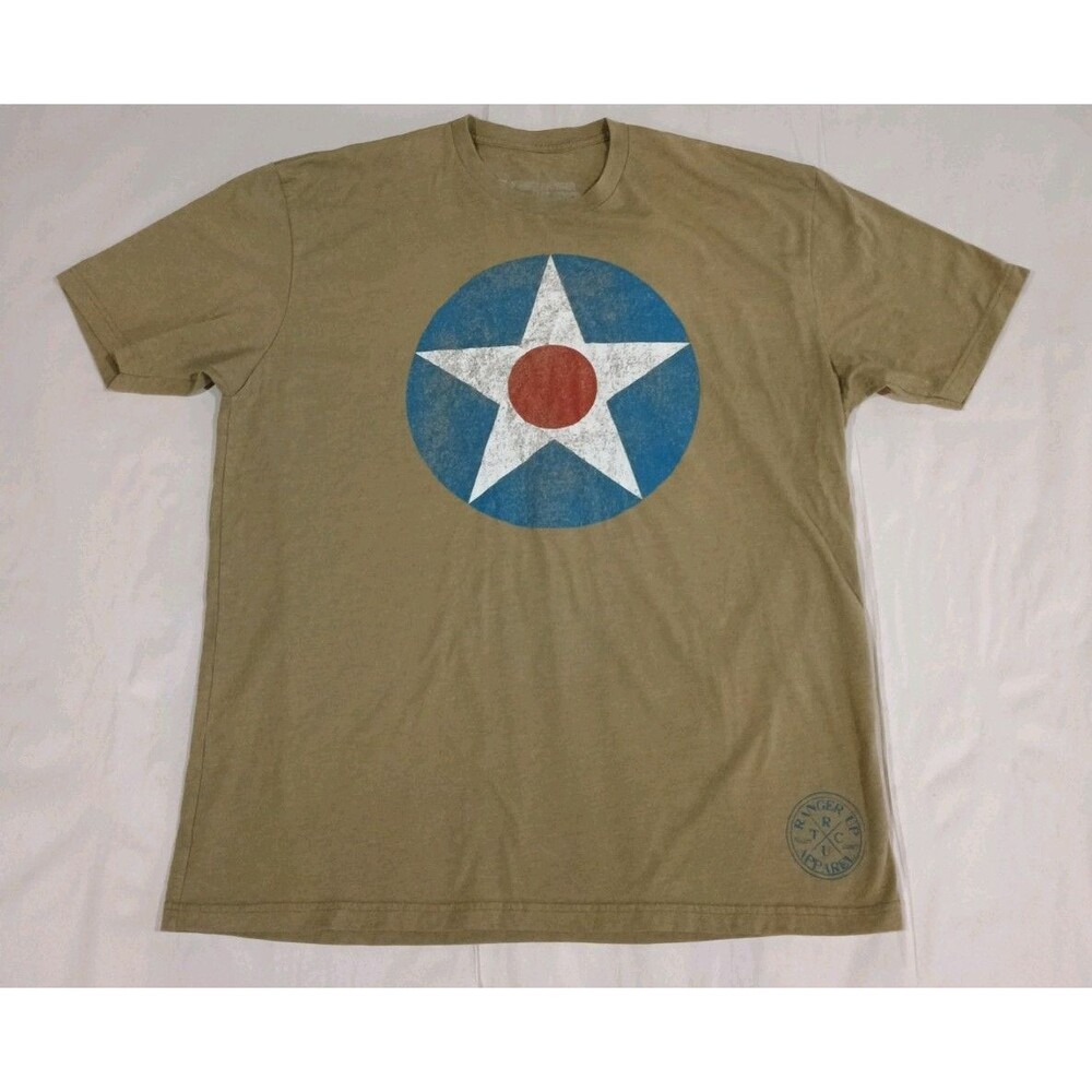 Ranger Up Men’s T-Shirt Khaki Od Green USAAC Distressed Star Roundel XXL